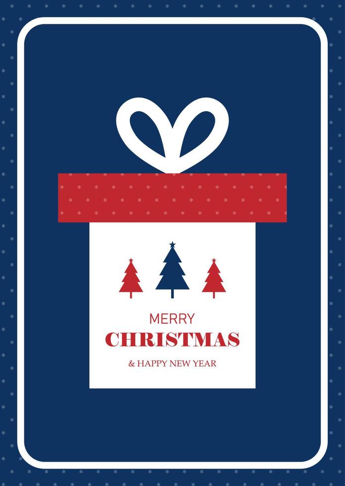 Simple Merry Christmas and New Year card with Christmas trees and gifts. vector illustration