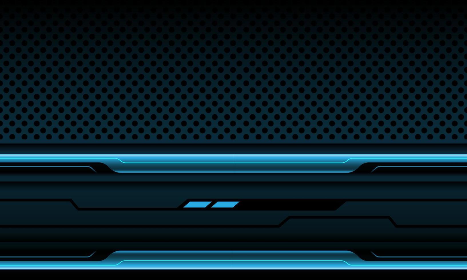 Abstract blue black line cyber geometric on dark circle mesh metallic design modern luxury futuristic technology background vector