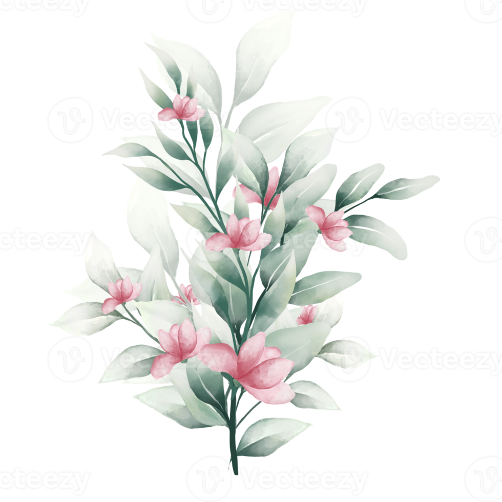 Watercolor pink bouquet png