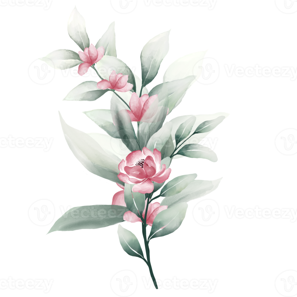 Watercolor pink bouquet png