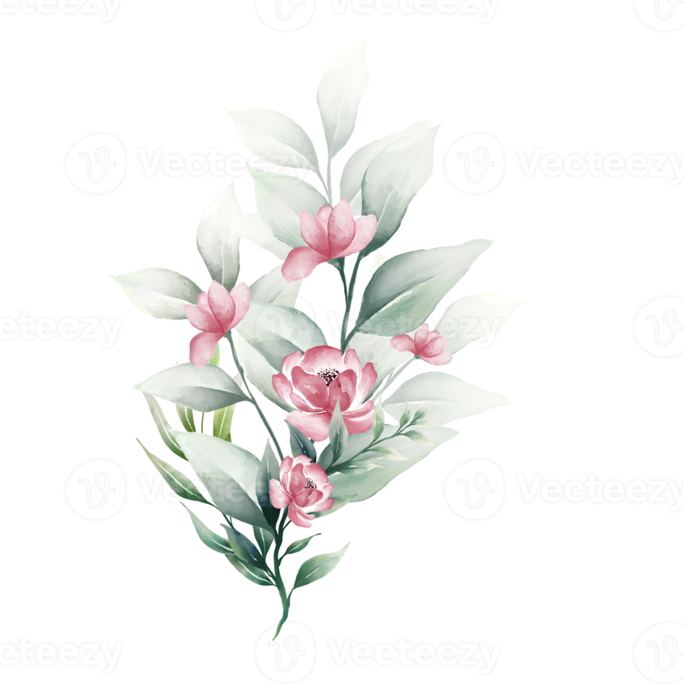 Watercolor pink bouquet png