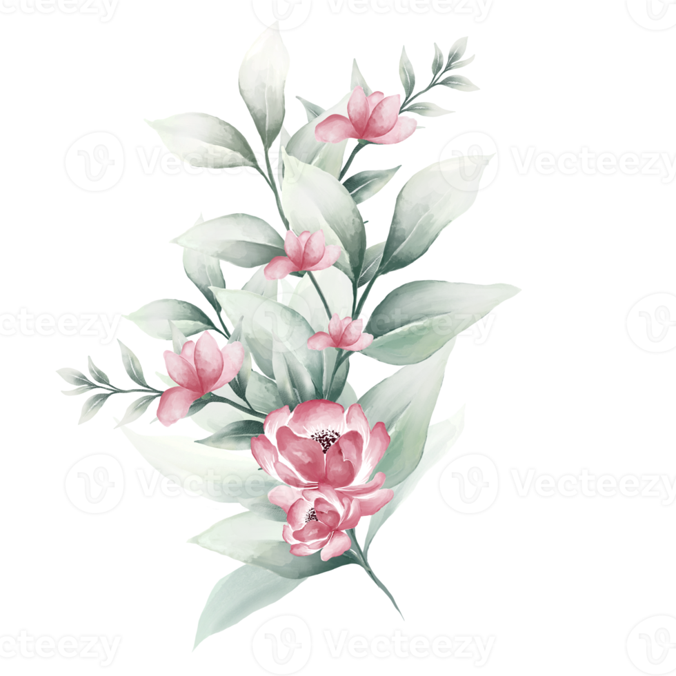 Watercolor pink bouquet png