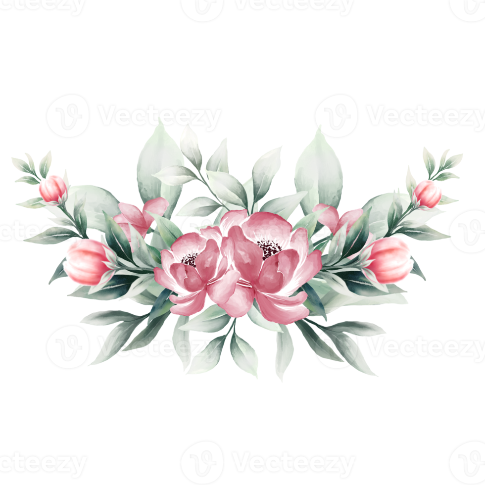 Watercolor pink bouquet png