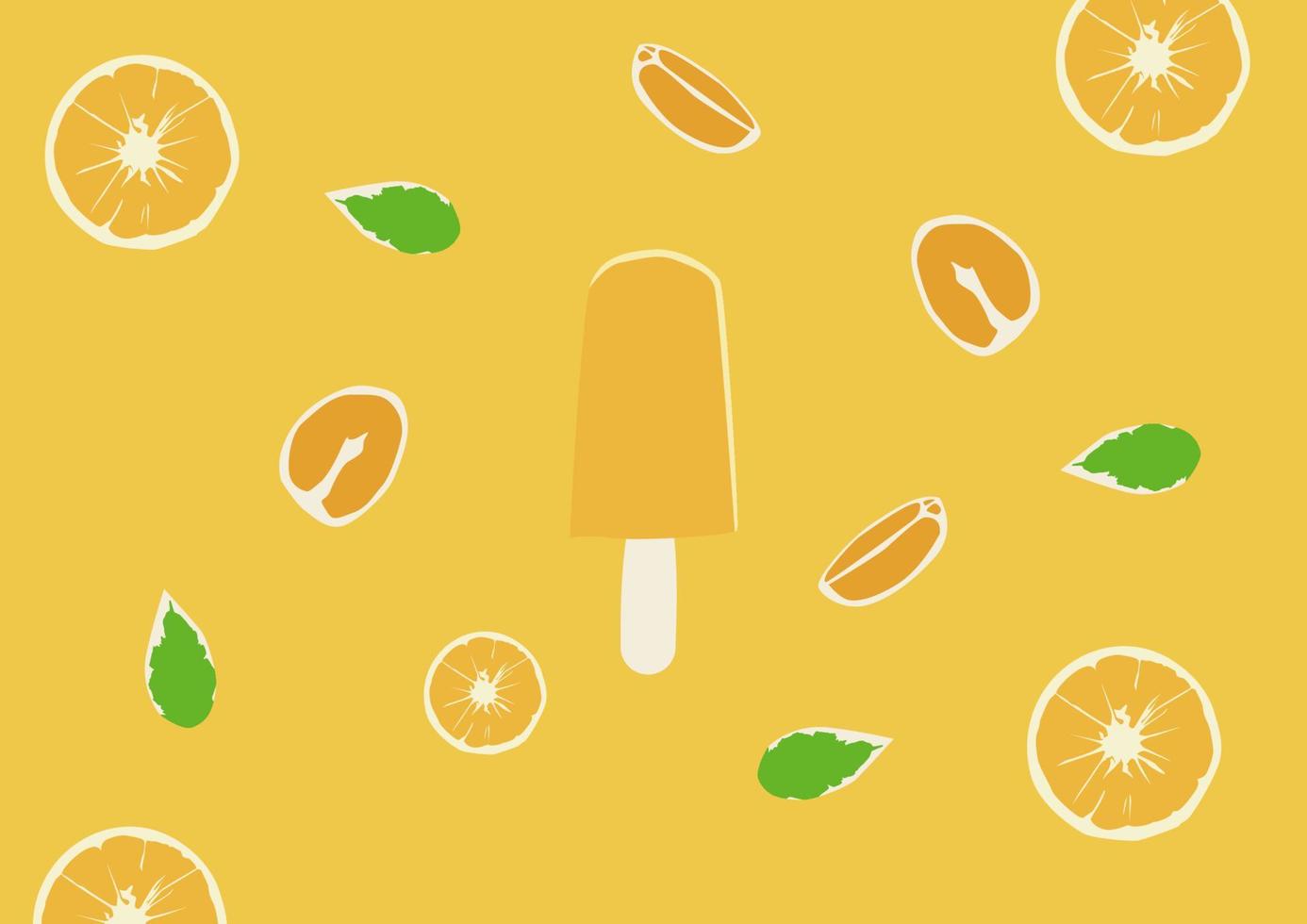 Fresh Summer Ice Cream Orange Fruits Vector Background