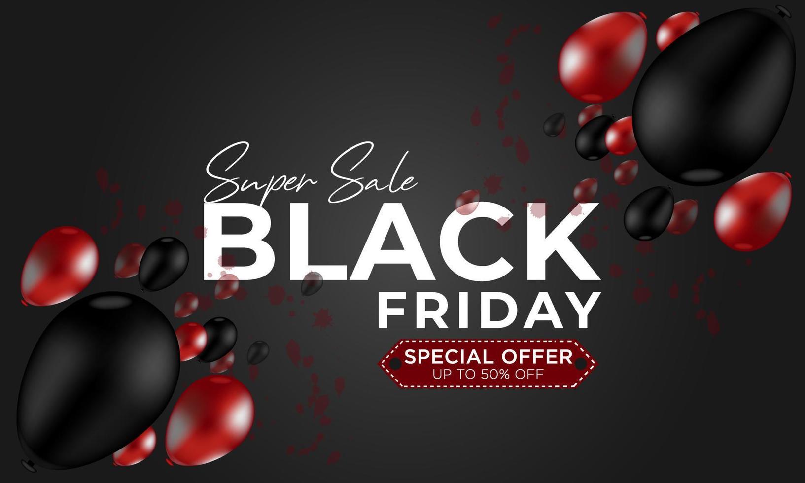 super sale black friday background with balloons vector