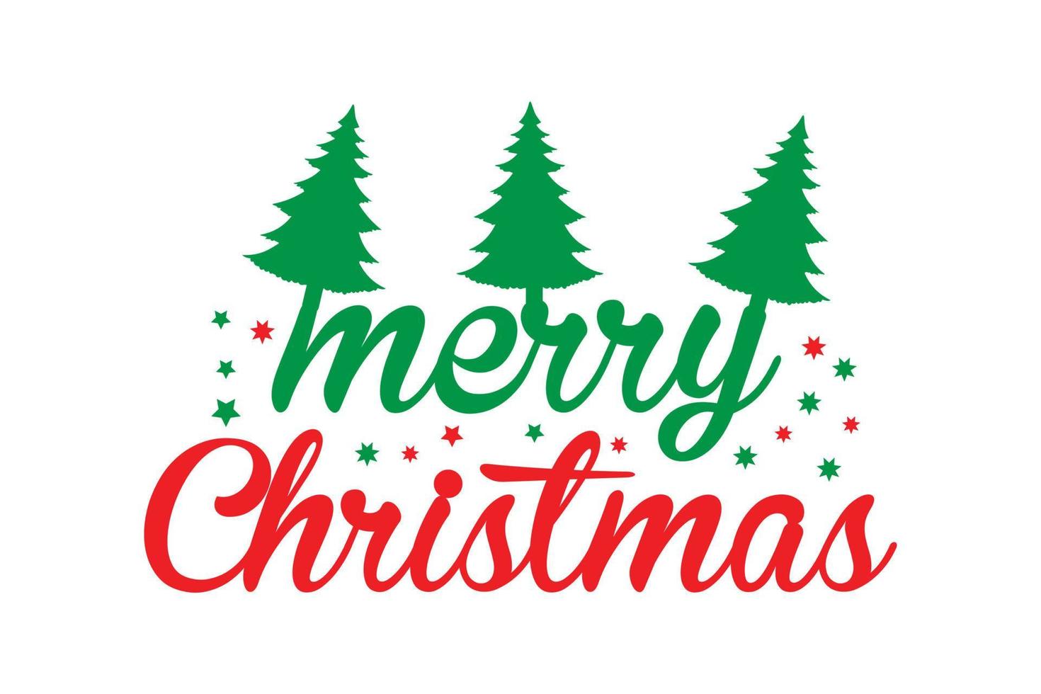 Merry Christmas with Christmas tree Typography  for print on T-shirt vector