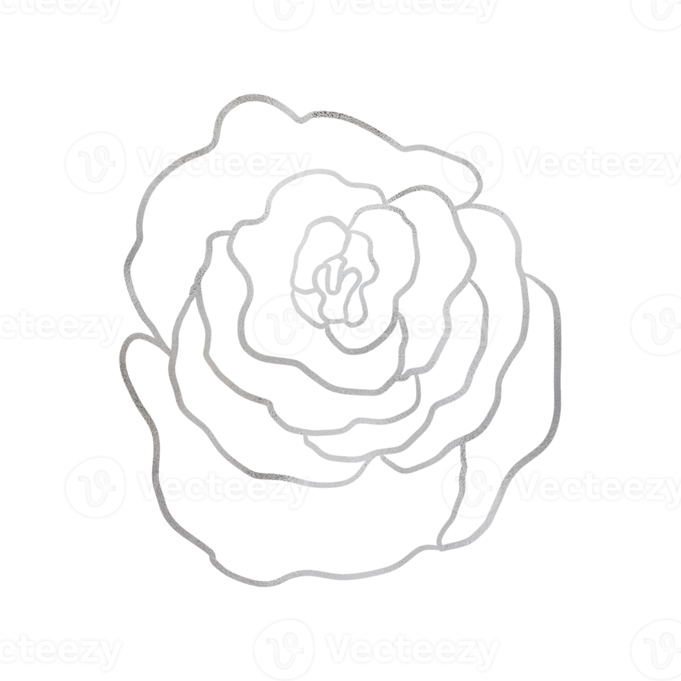 Silver Metallic Rose Outlined png