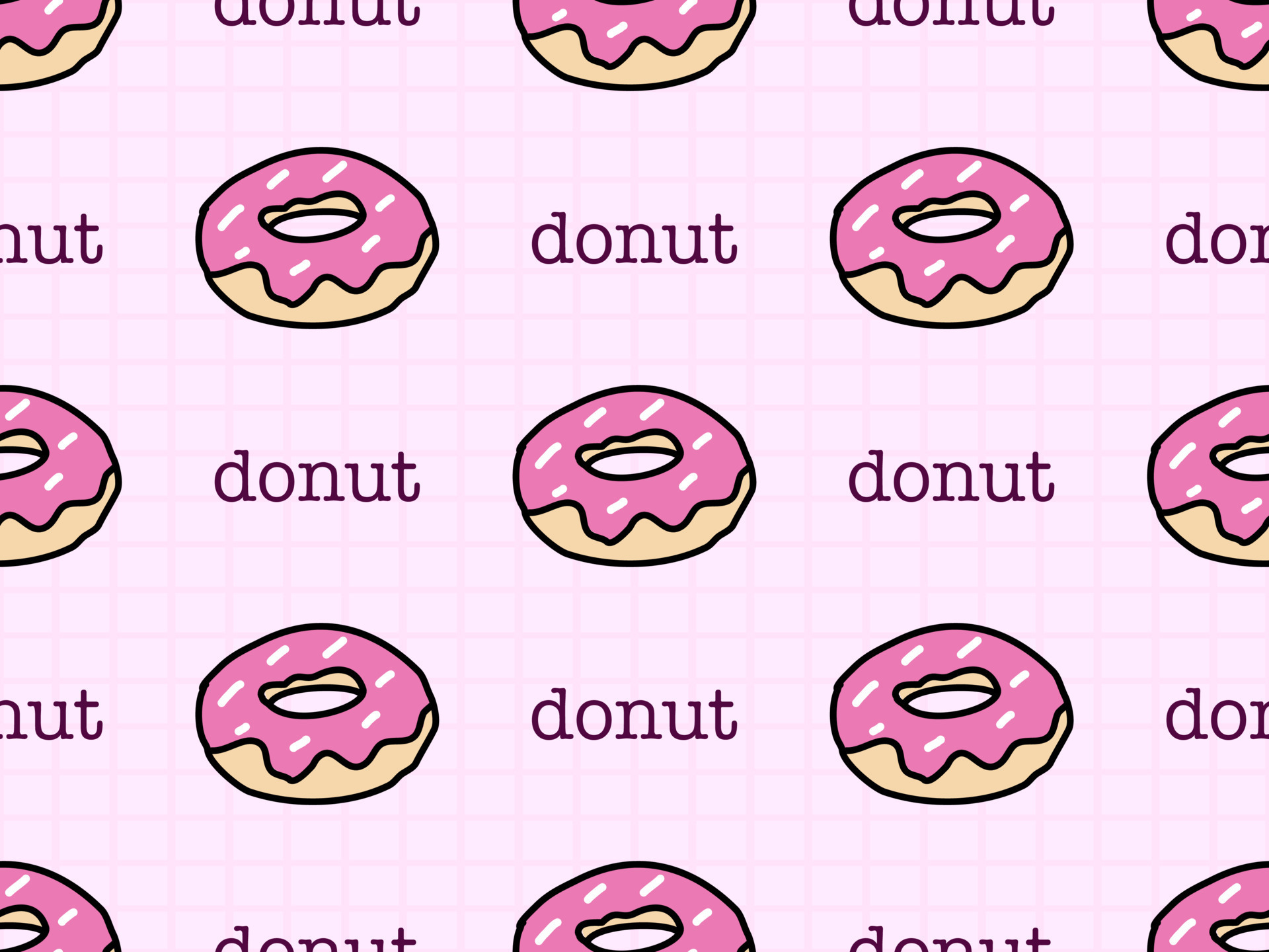 Donut cartoon character seamless pattern on pink background 13219781