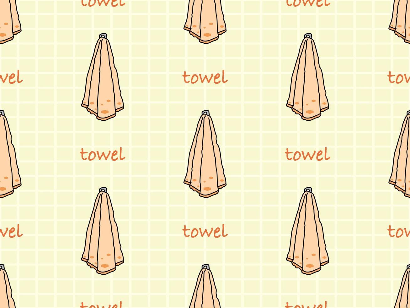 Towel cartoon character seamless pattern on yellow background vector