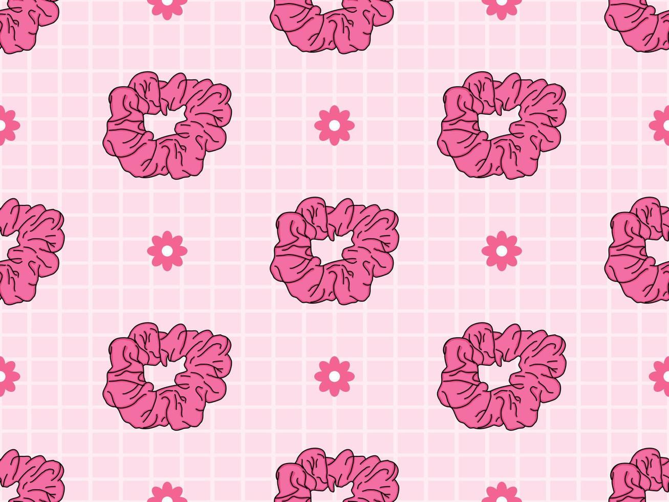 Hair band cartoon character seamless pattern on pink background vector