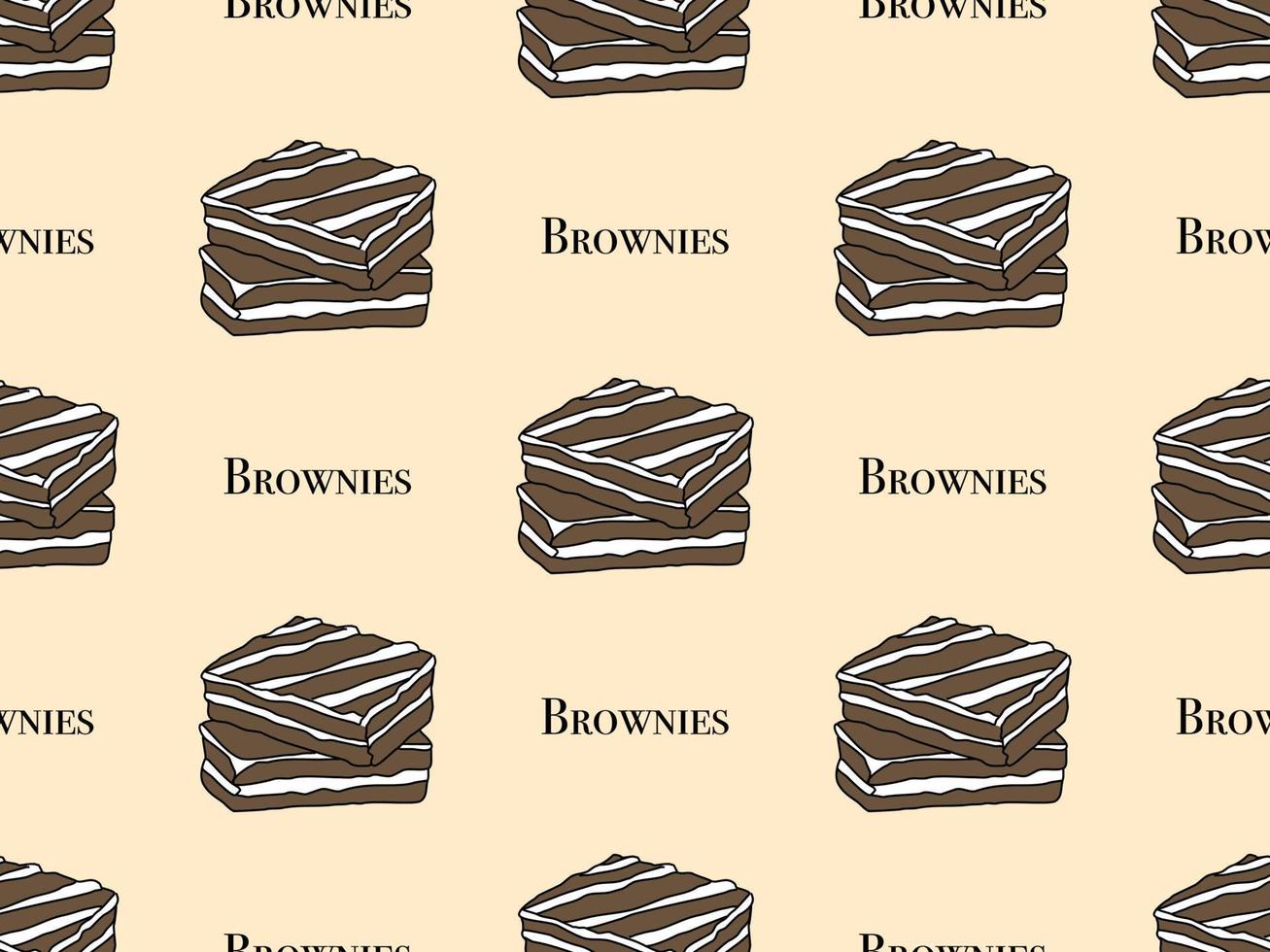 brownies personaje de dibujos animados de patrones sin fisuras sobre fondo amarillo vector