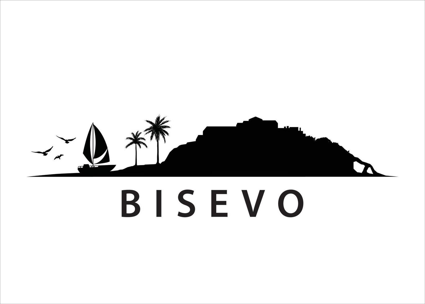 gráfico de vector de paisaje de isla croata bisevo