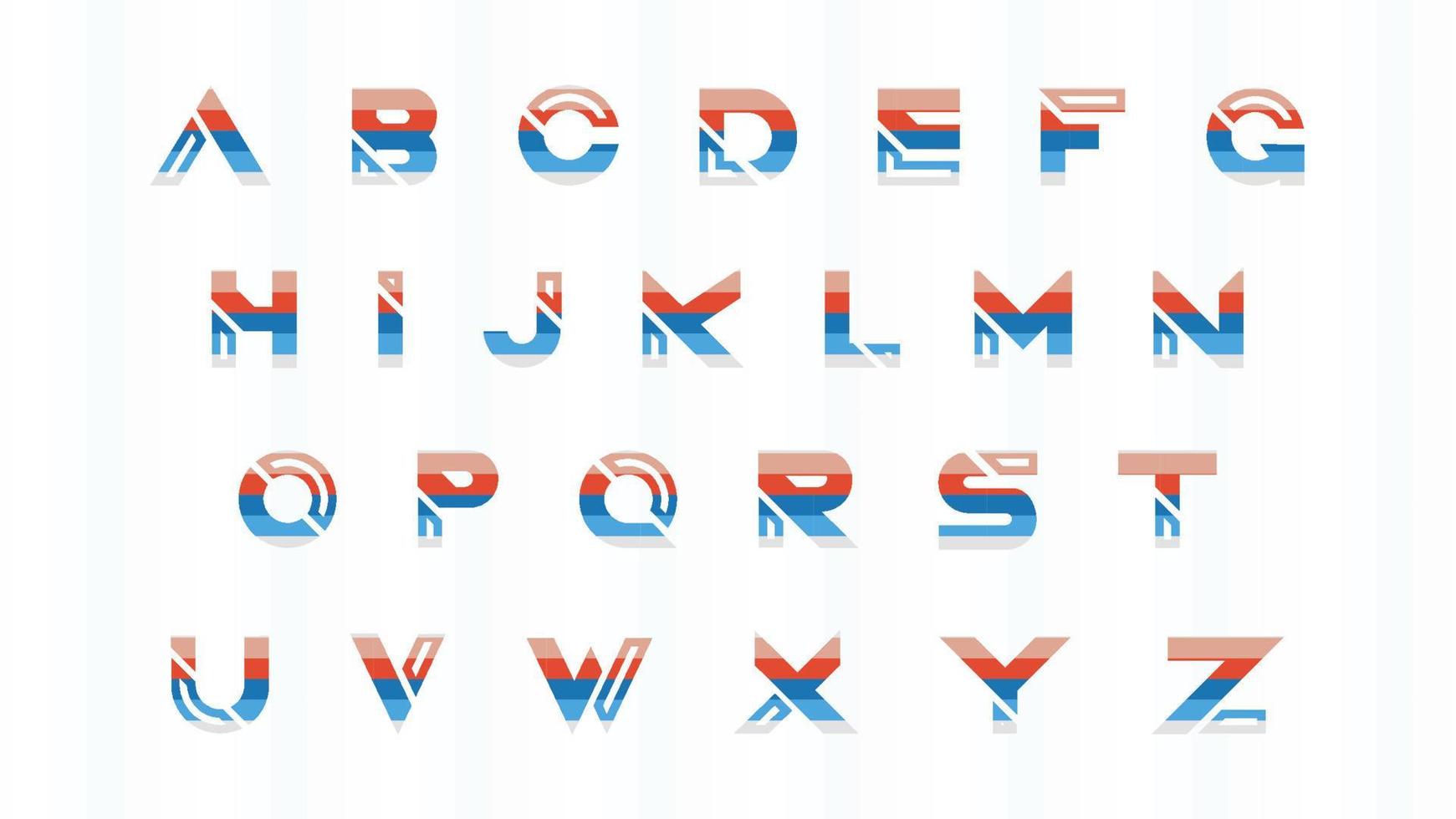 Colorful Stripe Alphabet Font Collection vector