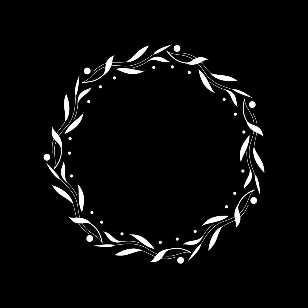 branches element postcard. twigs round frame. floral circle ornament with place for text. berry wreath vector