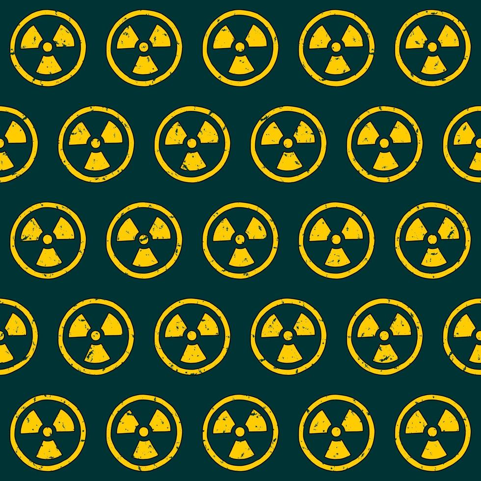 EMERALD VECTOR SEAMLESS PATTERN WITH YELLOW RADIATION SYMBOL