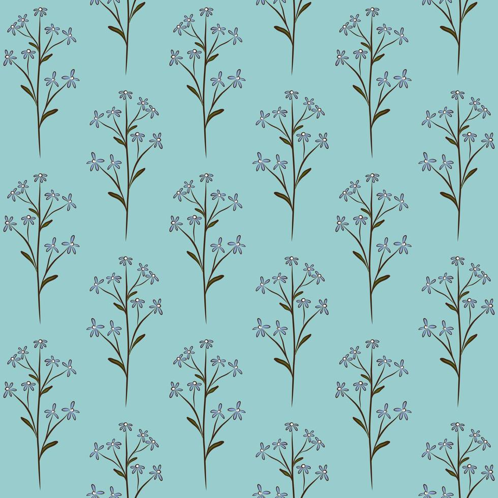 MINT BLUE VECTOR SEAMLESS BACKGROUND WITH LIGHT BLUE FORGET-ME-NOT WILDFLOWERS