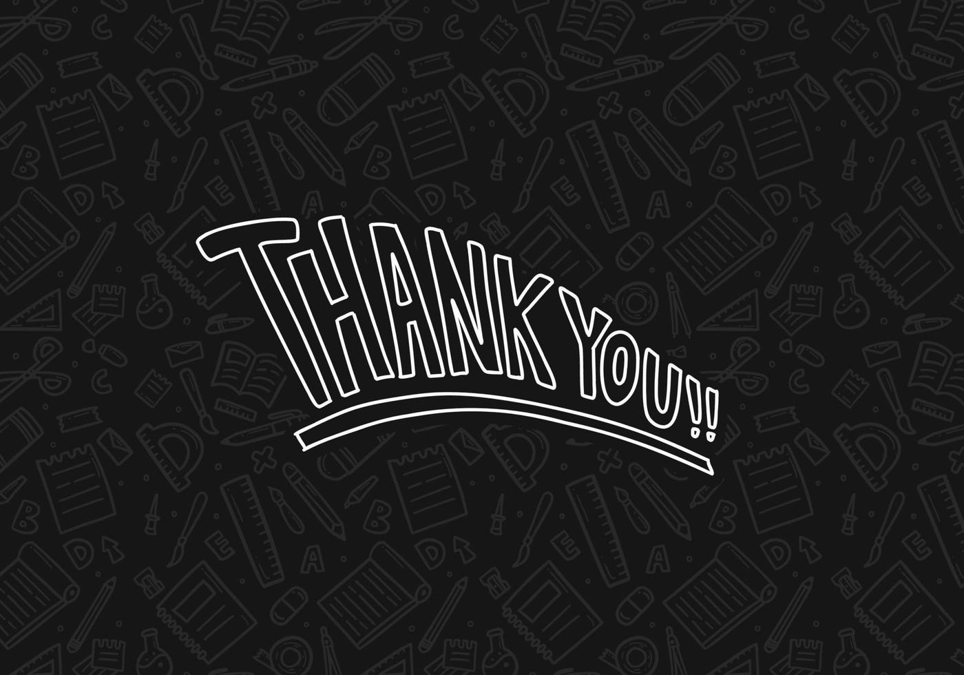 thanks card poster. thank you greeting card with school theme doodle background vector illustration poster banner