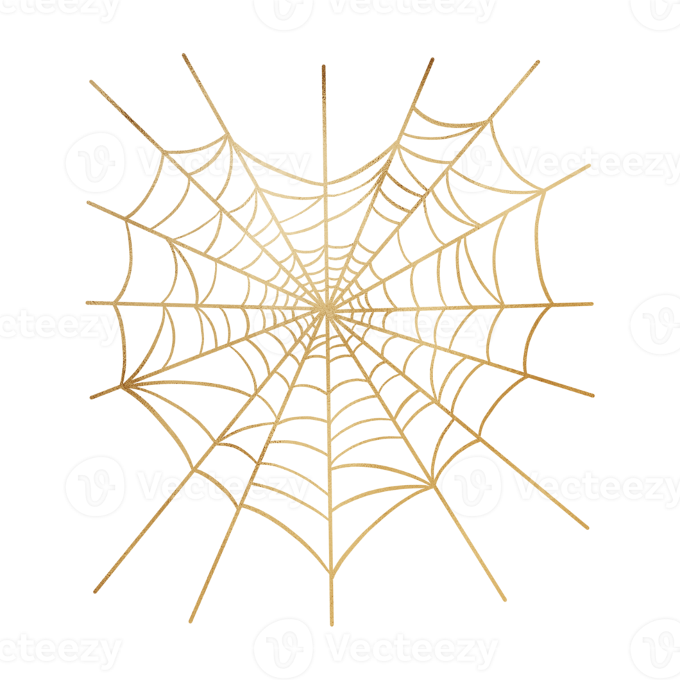 Golden Metallic Heart Spider Web png