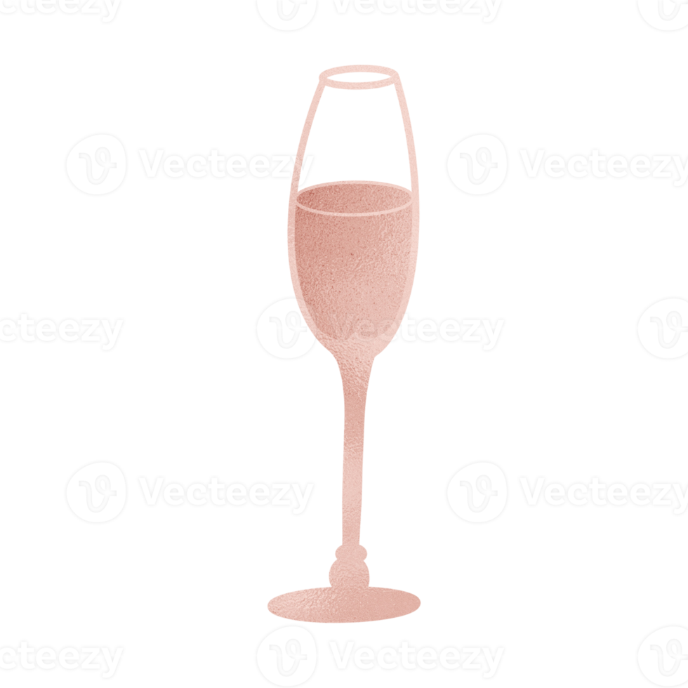 copa de vino metalizada de oro rosa png