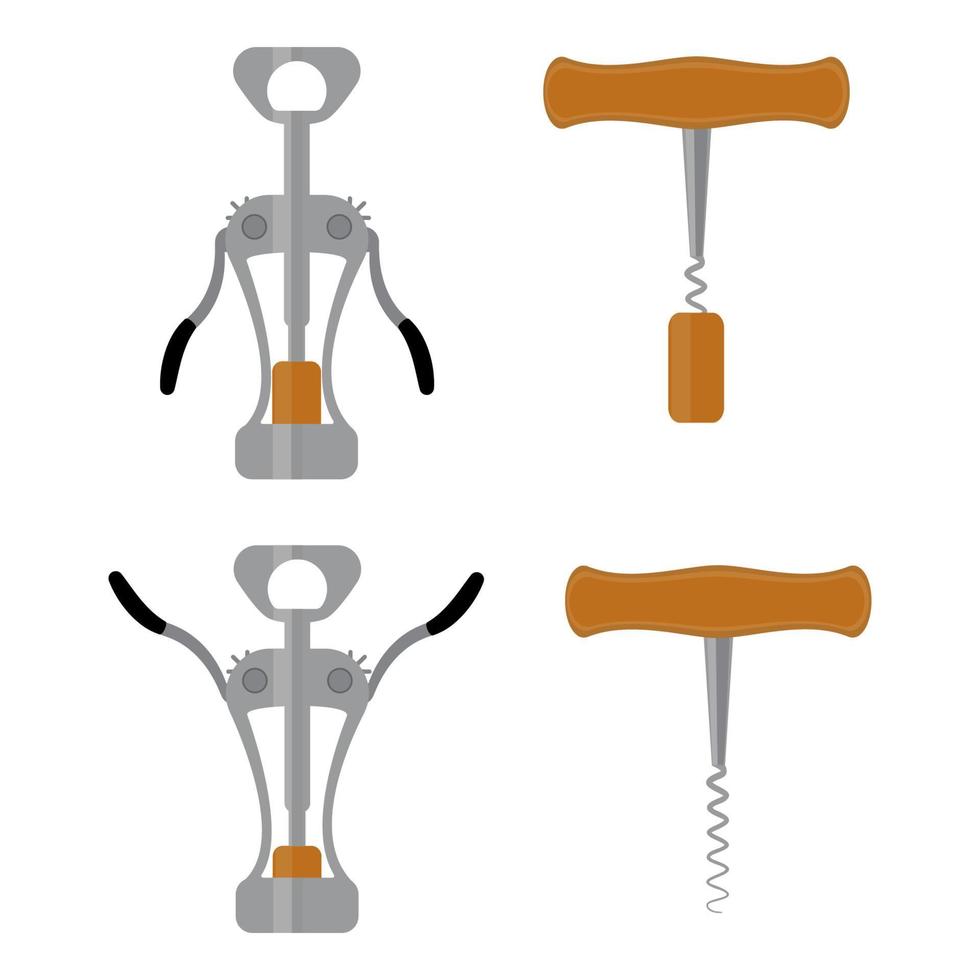 A set of corkscrews for wine. Vector illustration.