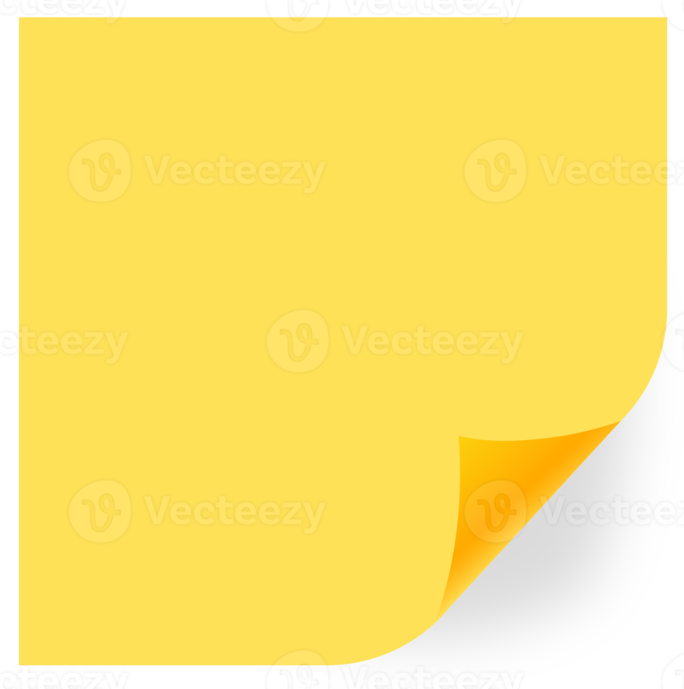 Sticky note paper in yellow colors. Reminder square illustration. png