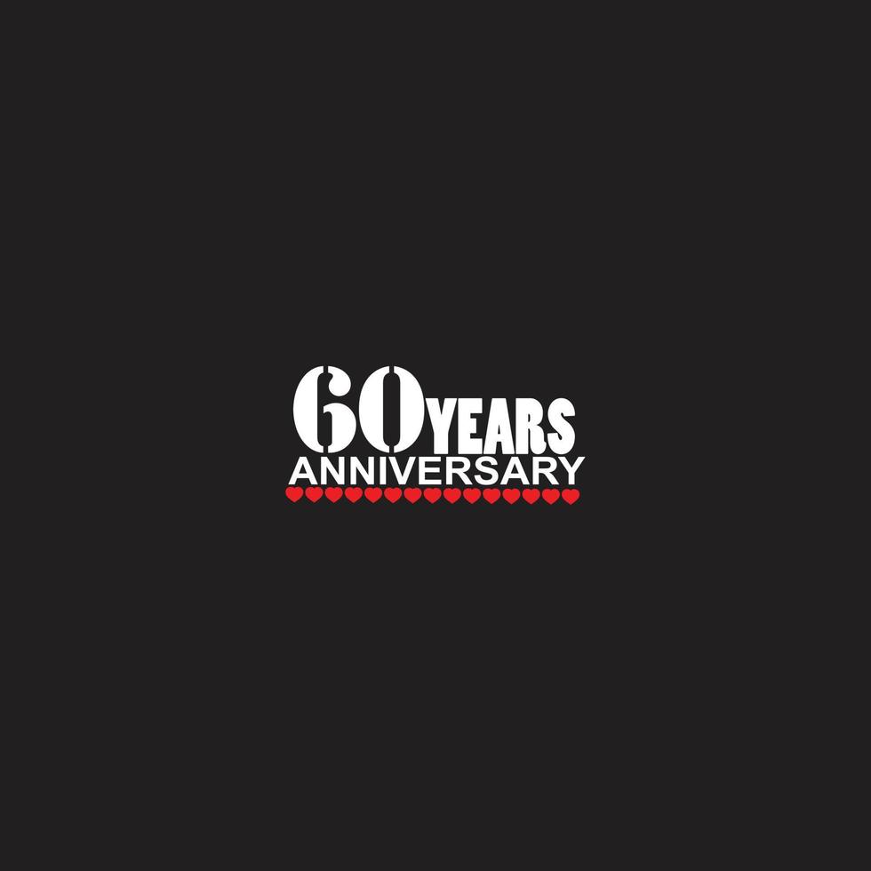 60 years anniversary celebration logotype, hand lettering, 60 year sign, greeting card vector
