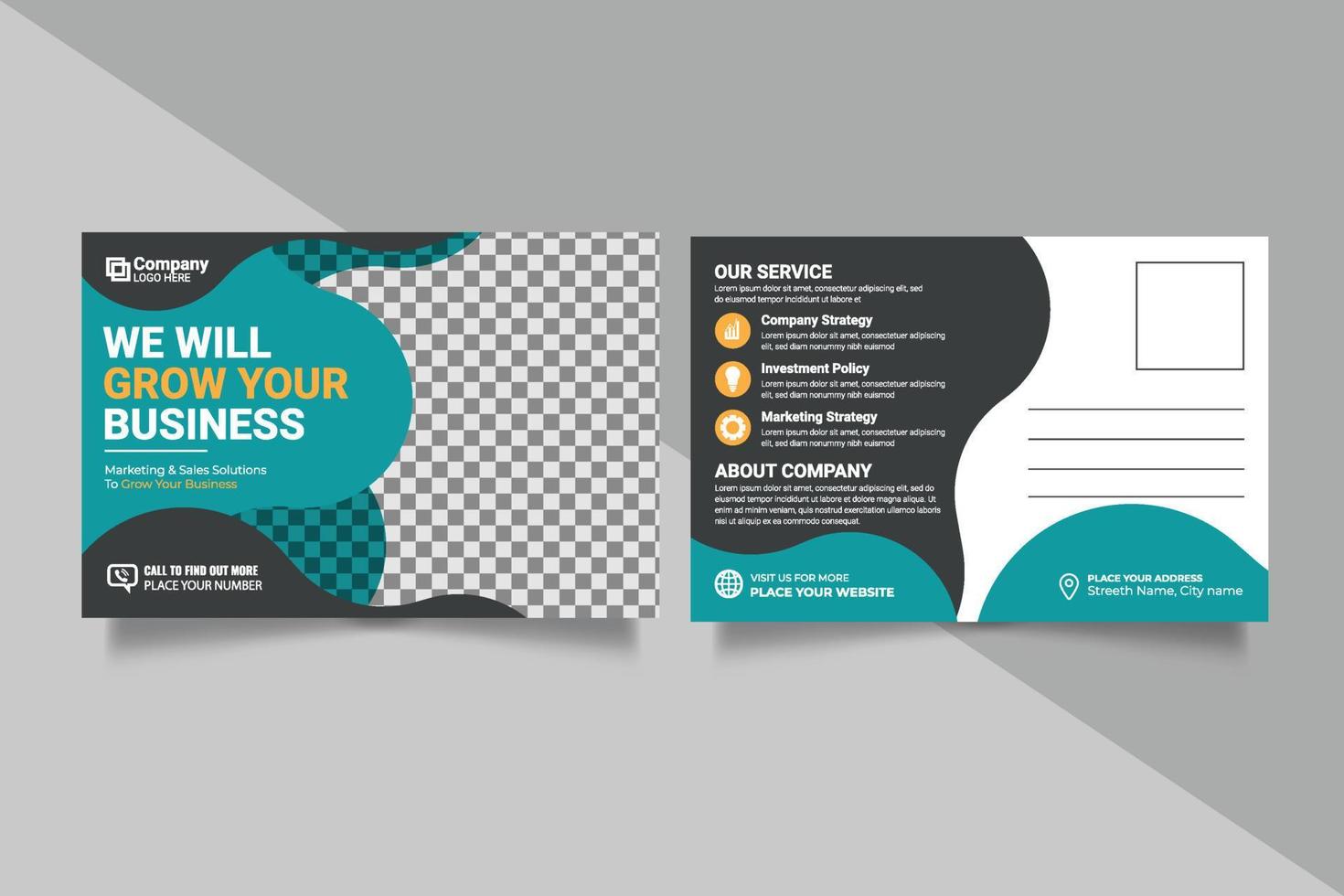 Corporate postcard design template. amazing and modern postcard design. Postcard design template. Postcard real estate, business postcard, postcard vector