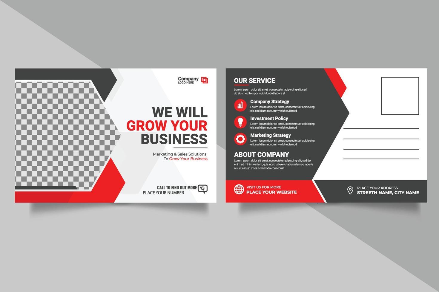 Corporate postcard design template. amazing and modern postcard design. Postcard design template. Postcard real estate, business postcard, postcard vector