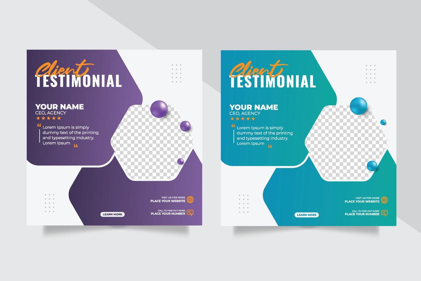 Creative concept for satisfied feedback customer testimonial social media post template vector