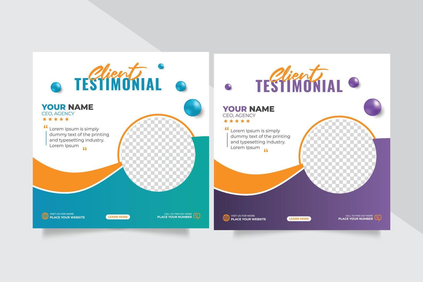 Creative concept for satisfied feedback customer testimonial social media post template vector