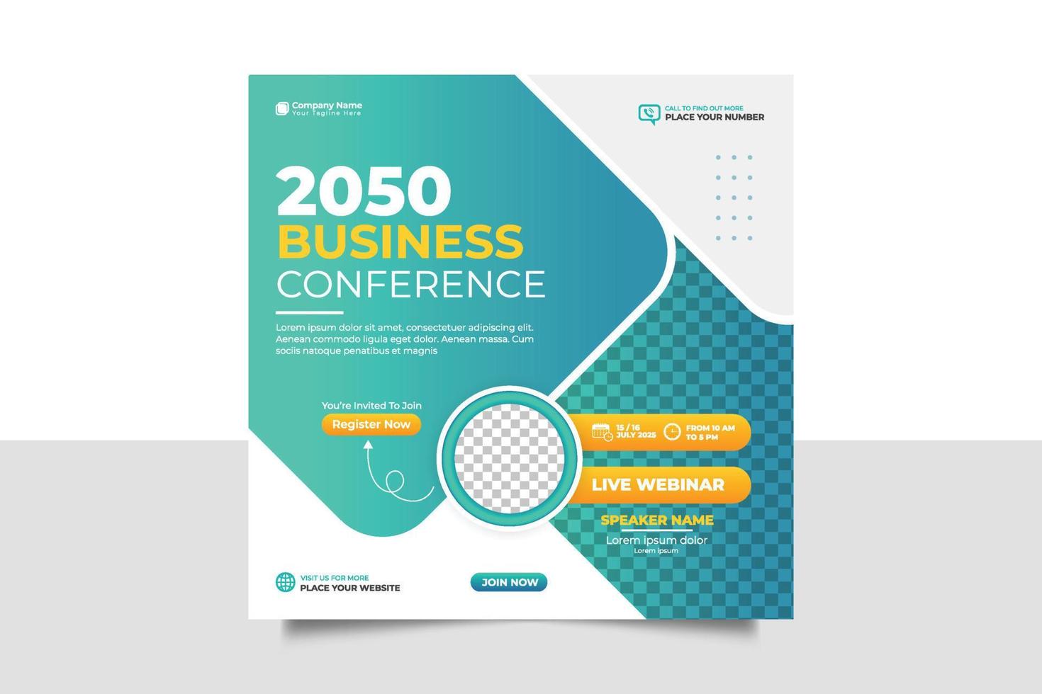 Corporate abstract business conference flyer or horizontal flyer and invitation banner live webinar vector