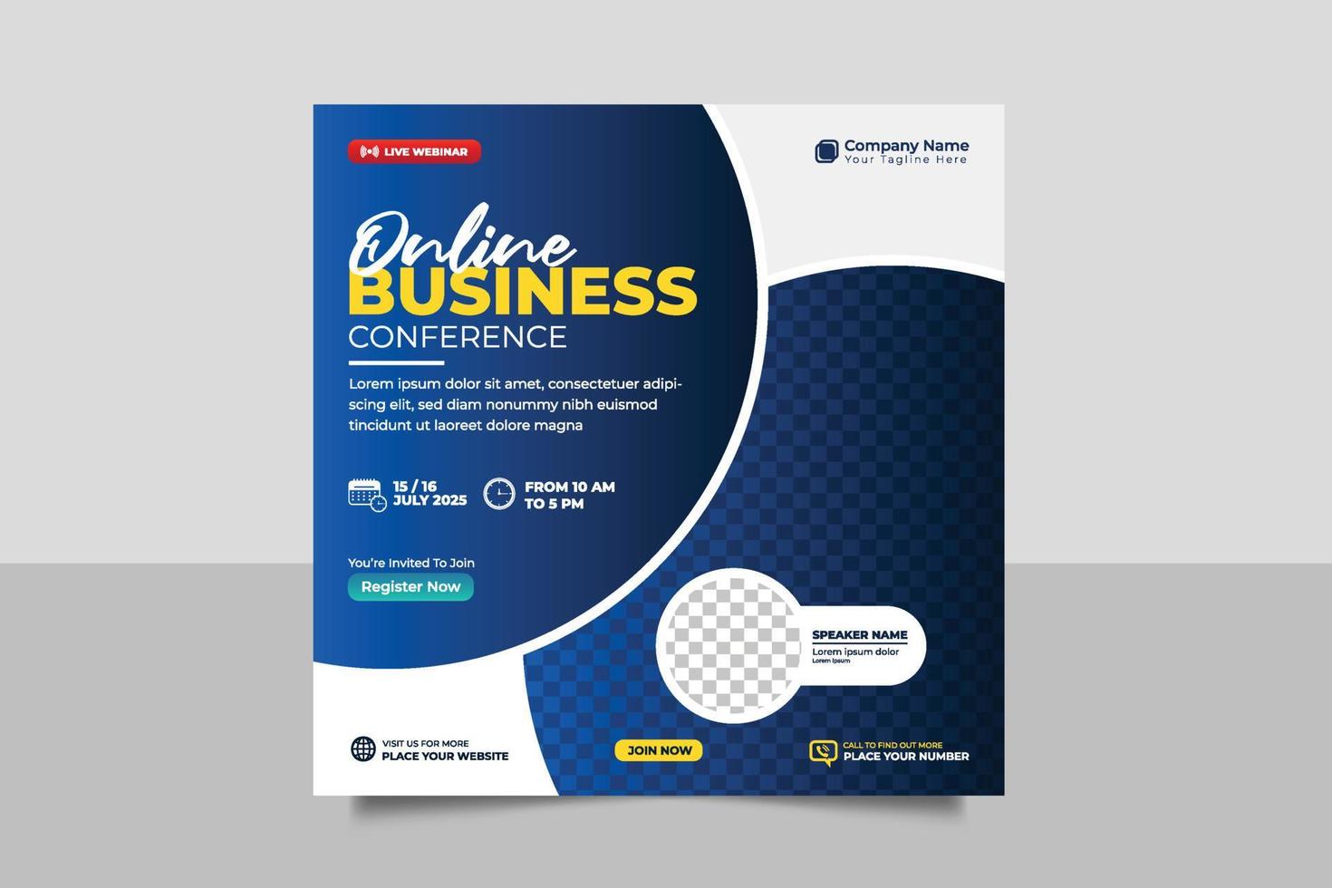 Corporate abstract business conference flyer or horizontal flyer and invitation banner live webinar vector