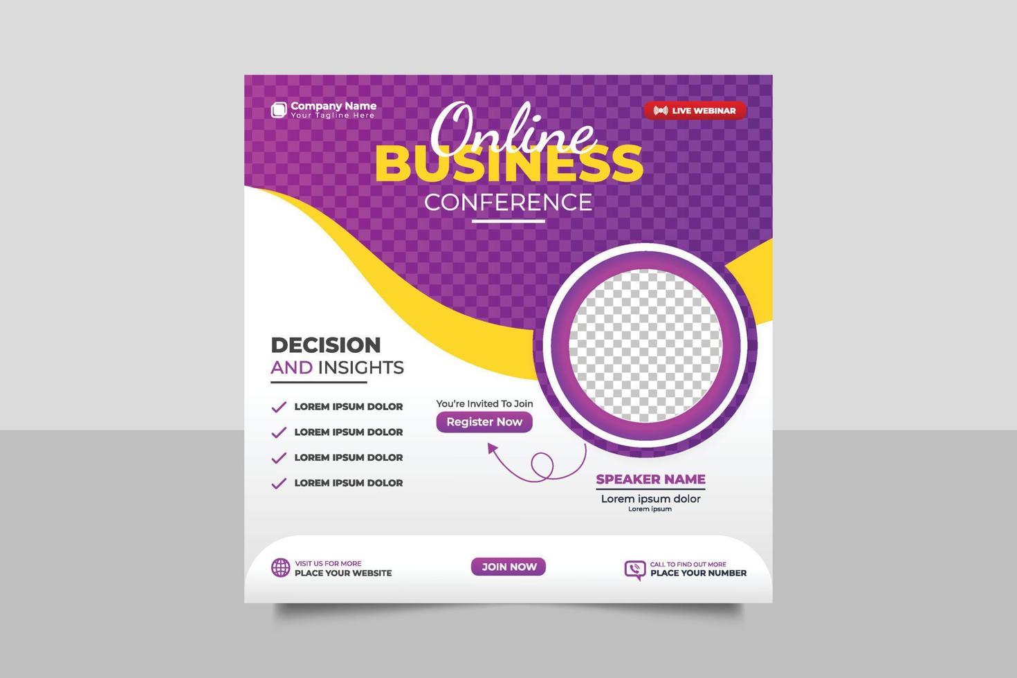 Corporate abstract business conference flyer or horizontal flyer and invitation banner live webinar vector