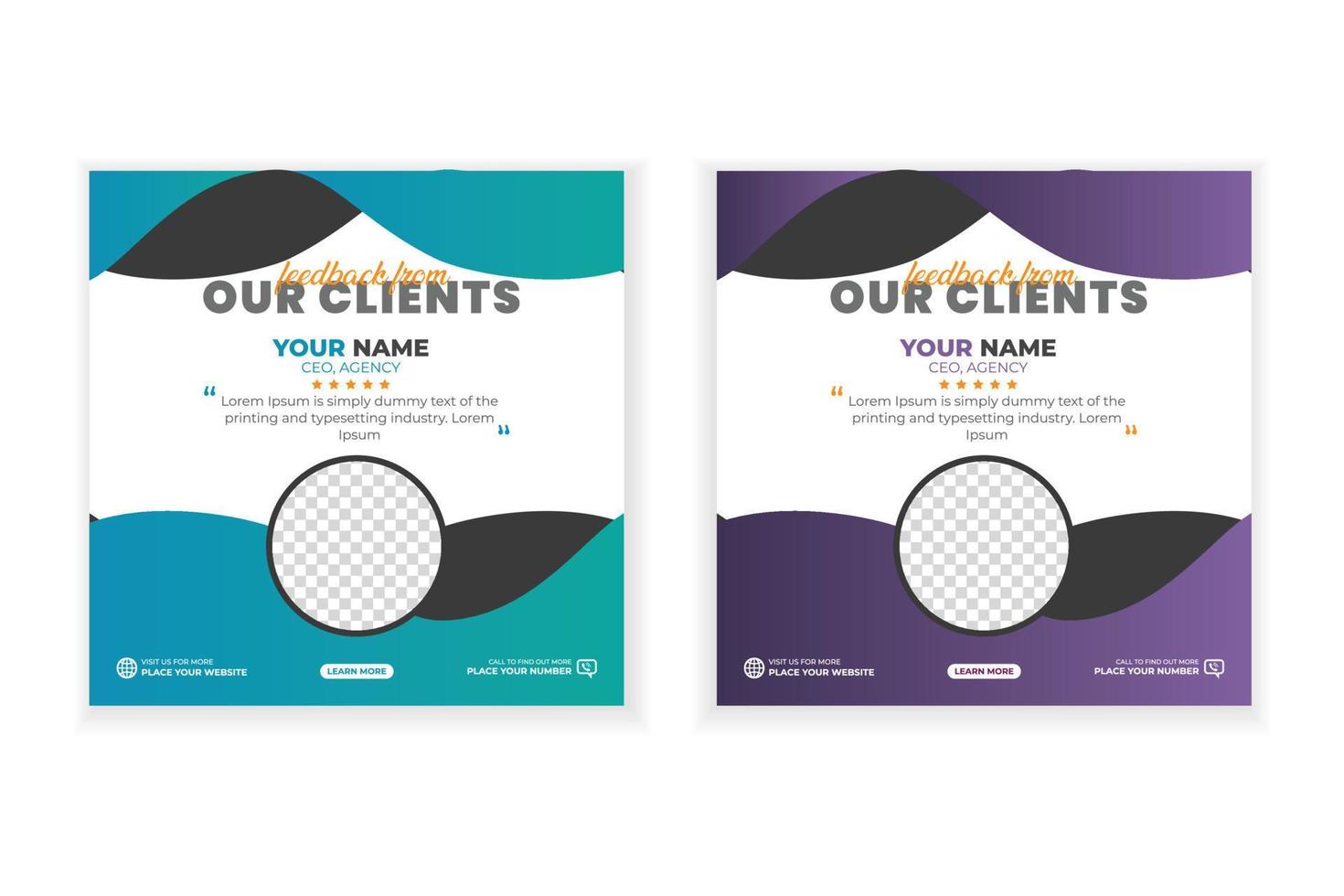 Creative concept for satisfied feedback customer testimonial social media post template vector