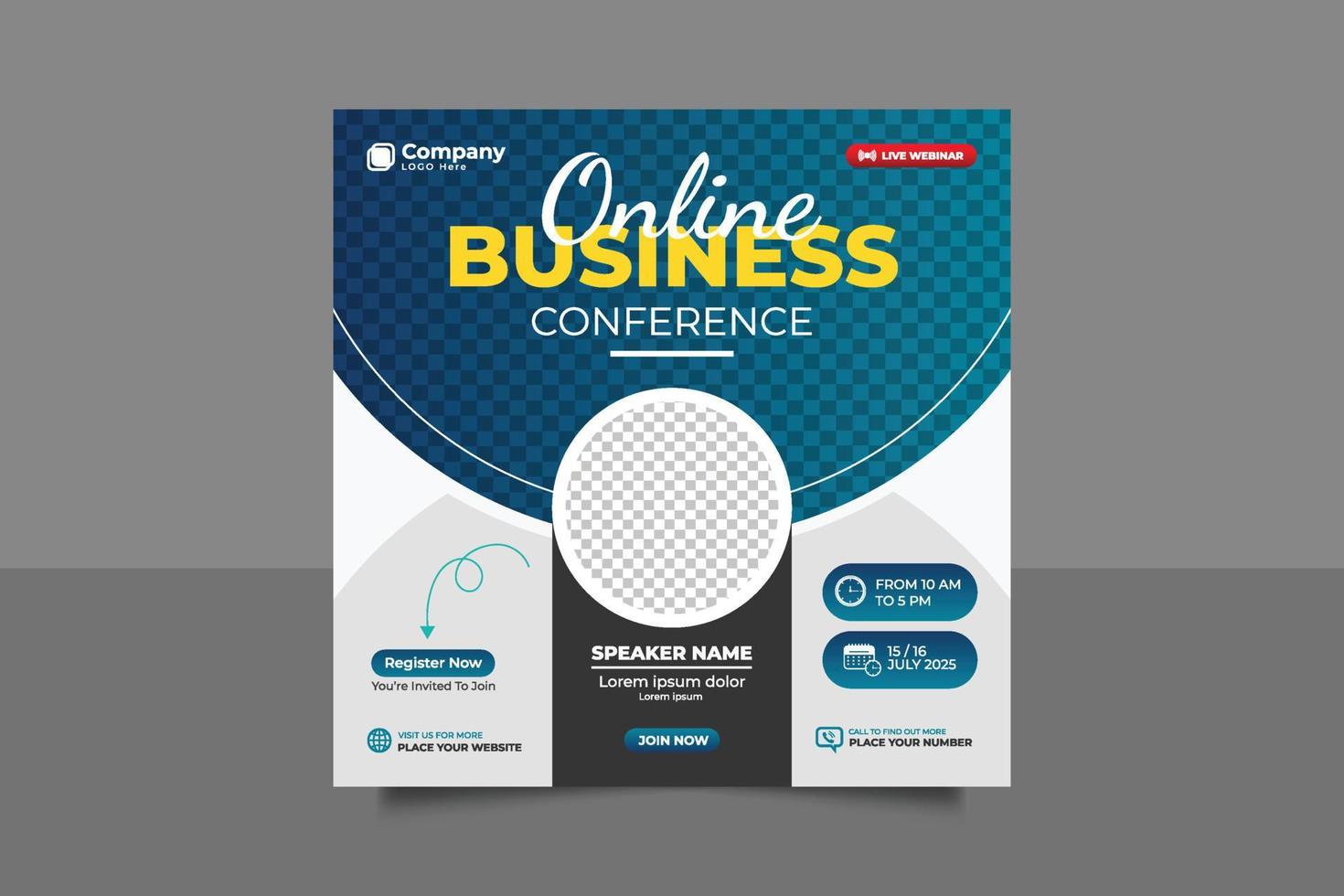 Corporate abstract business conference flyer or horizontal flyer and invitation banner live webinarCorporate abstract business conference flyer or horizontal flyer and invitation banner live webinar vector