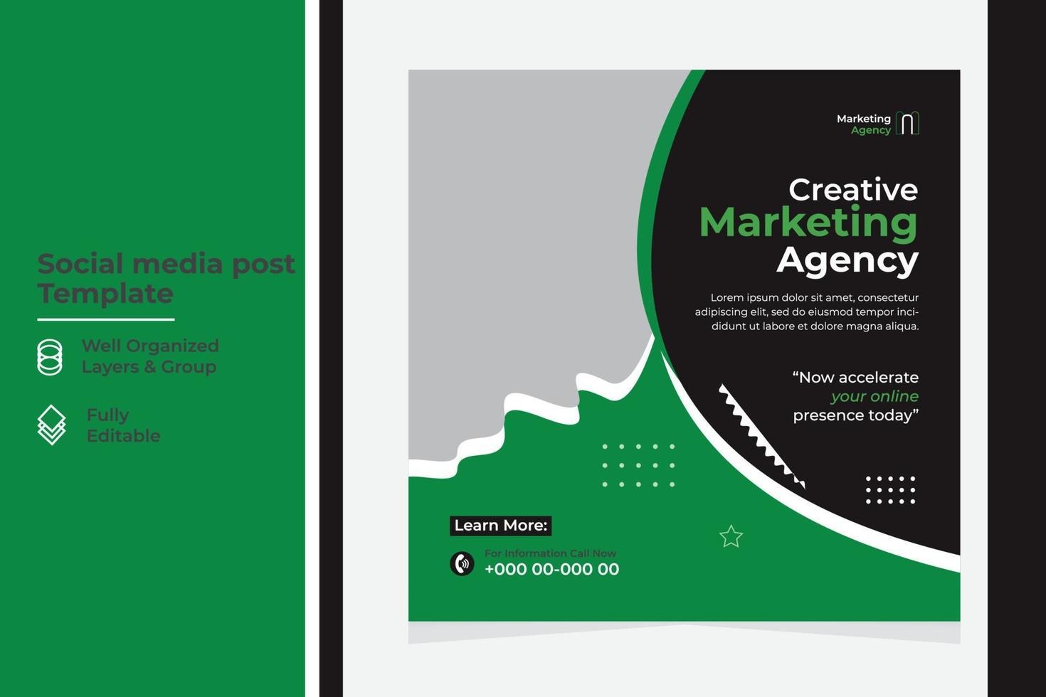 Corporate social media post design template for your business grow vector