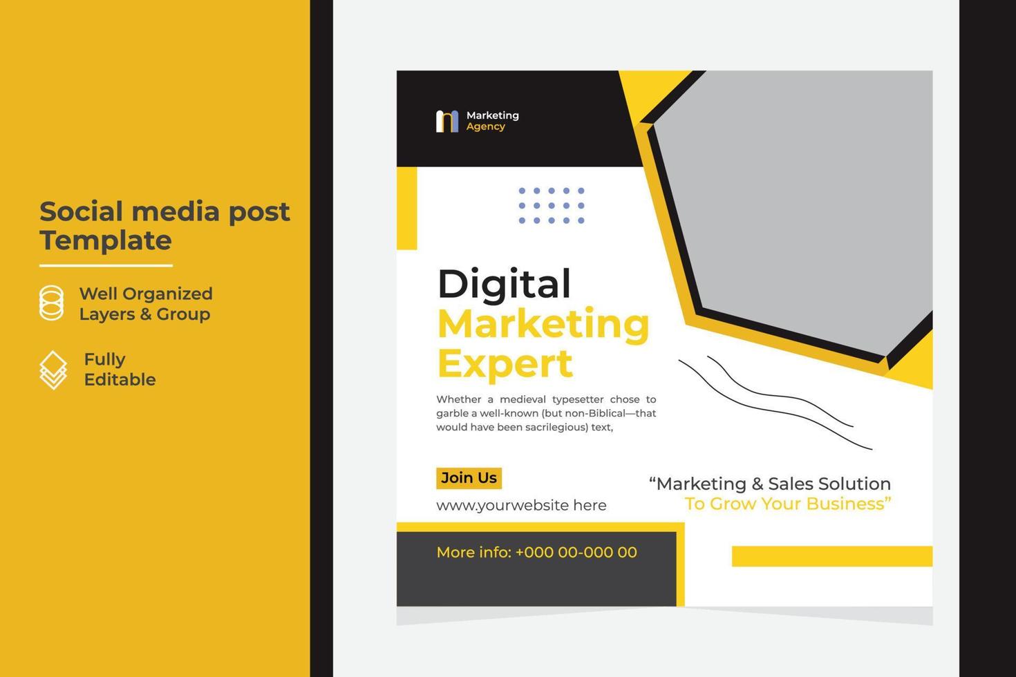 Corporate social media post design for your business grow all social media vector