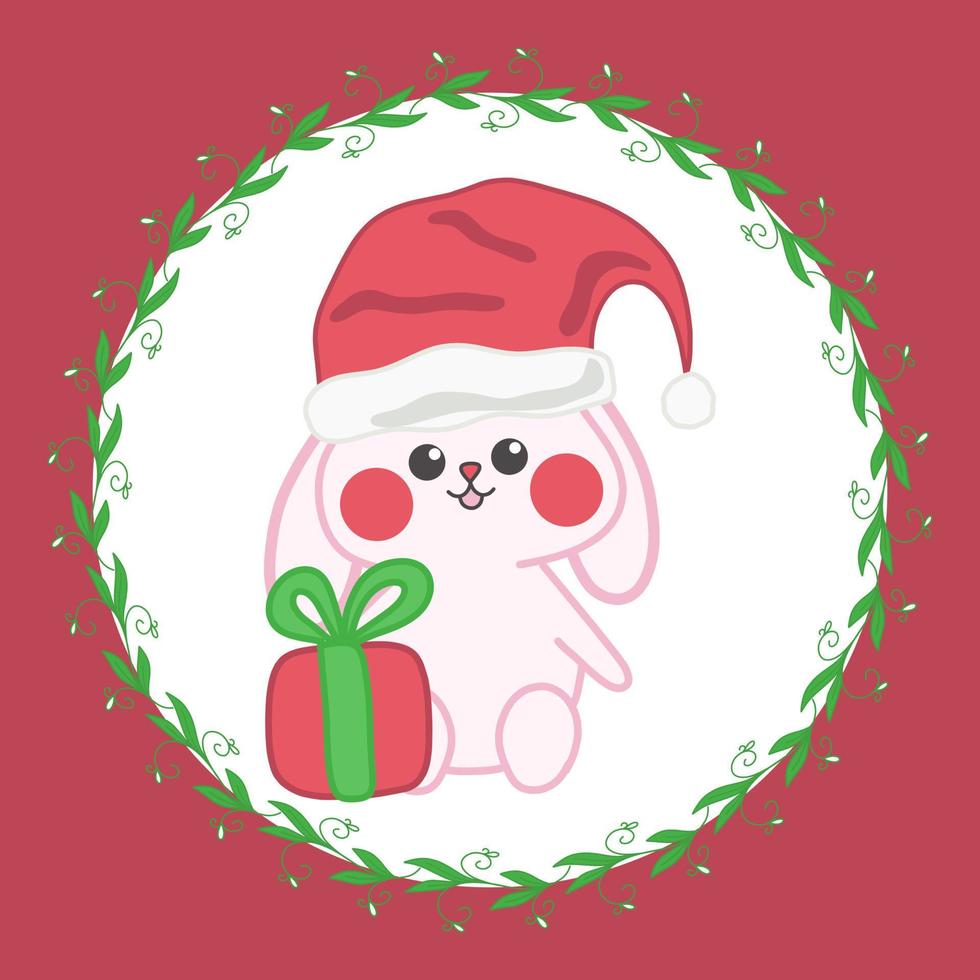 lindo doodle navidad bebé conejito vector ilustración aislada