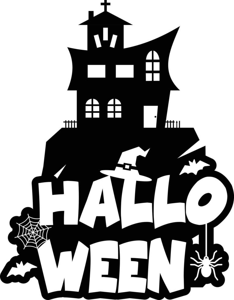 diseño de halloween con tipografía y vector de fondo blanco