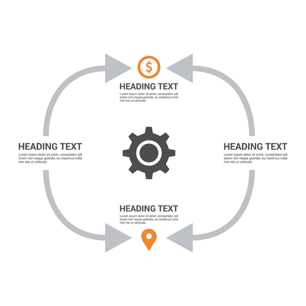 diseño de infografías de pasos con vector de tipografía