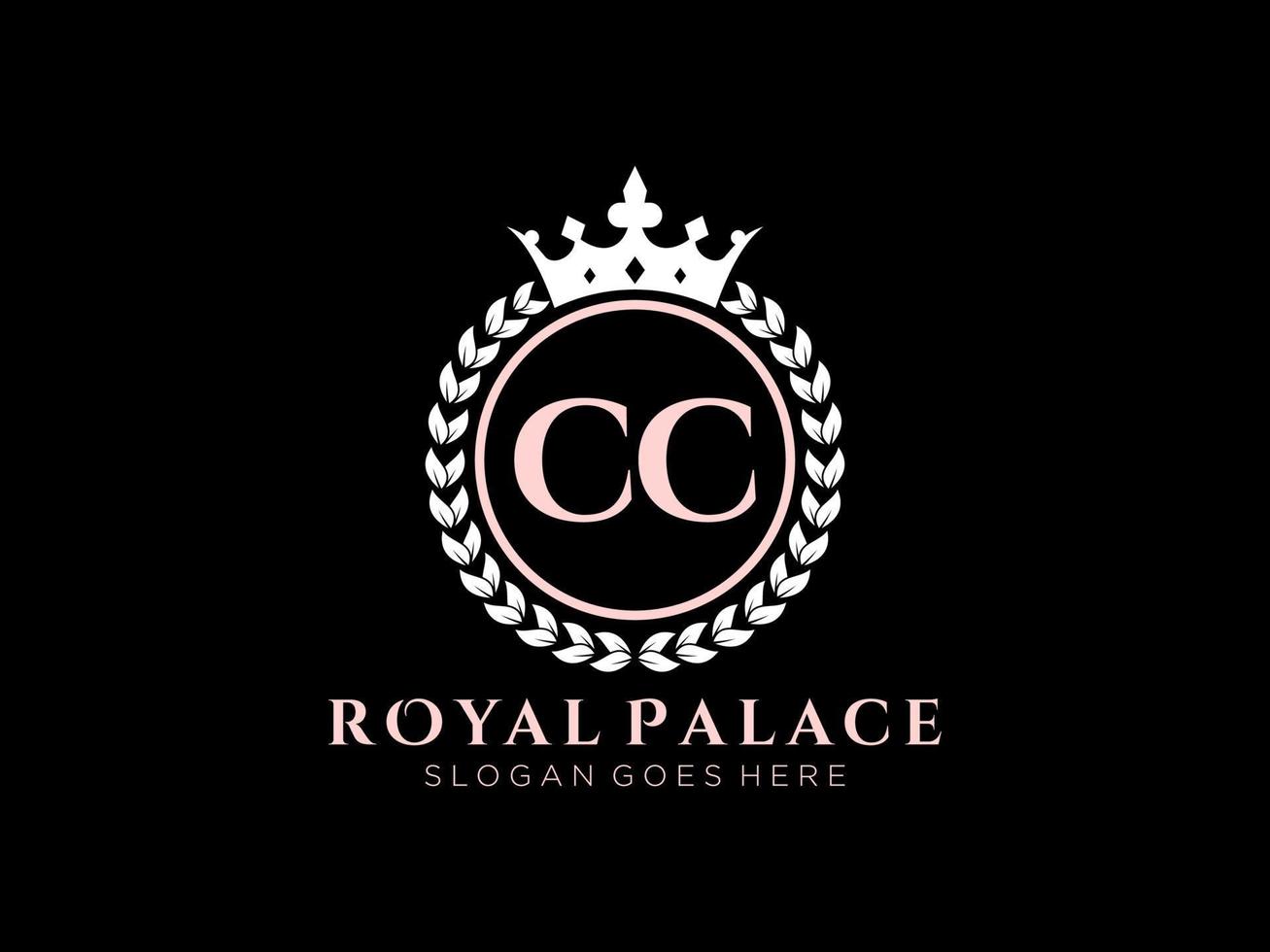 Letter CC  Antique royal luxury victorian logo with ornamental frame. vector
