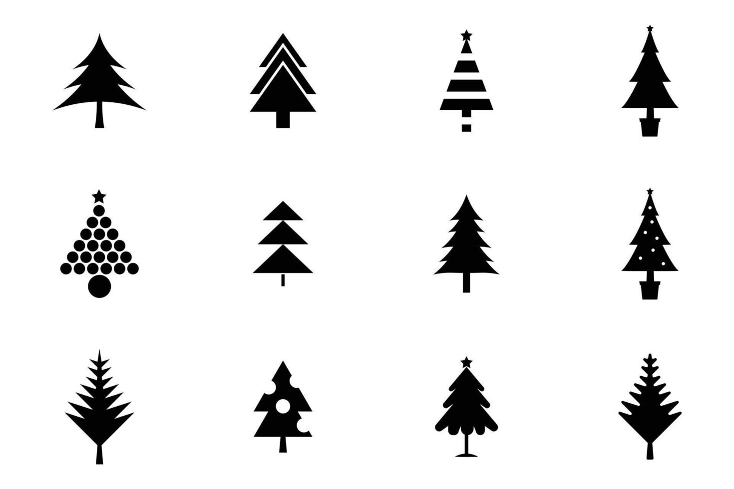 Set of Christmas tree vectors icon