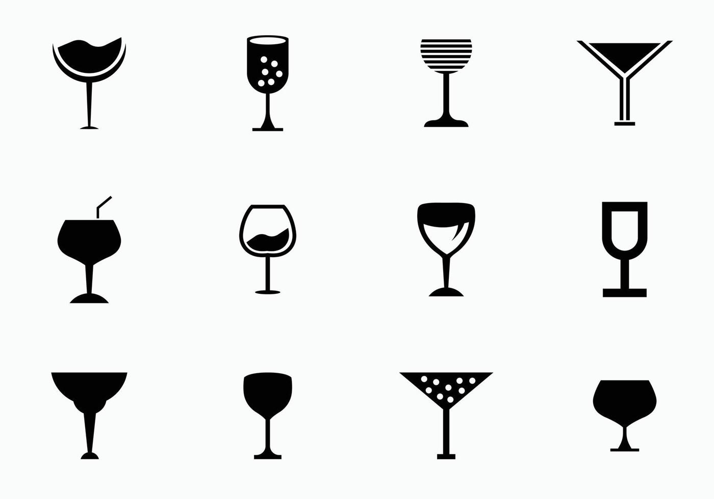Set of Wine glass vector icon