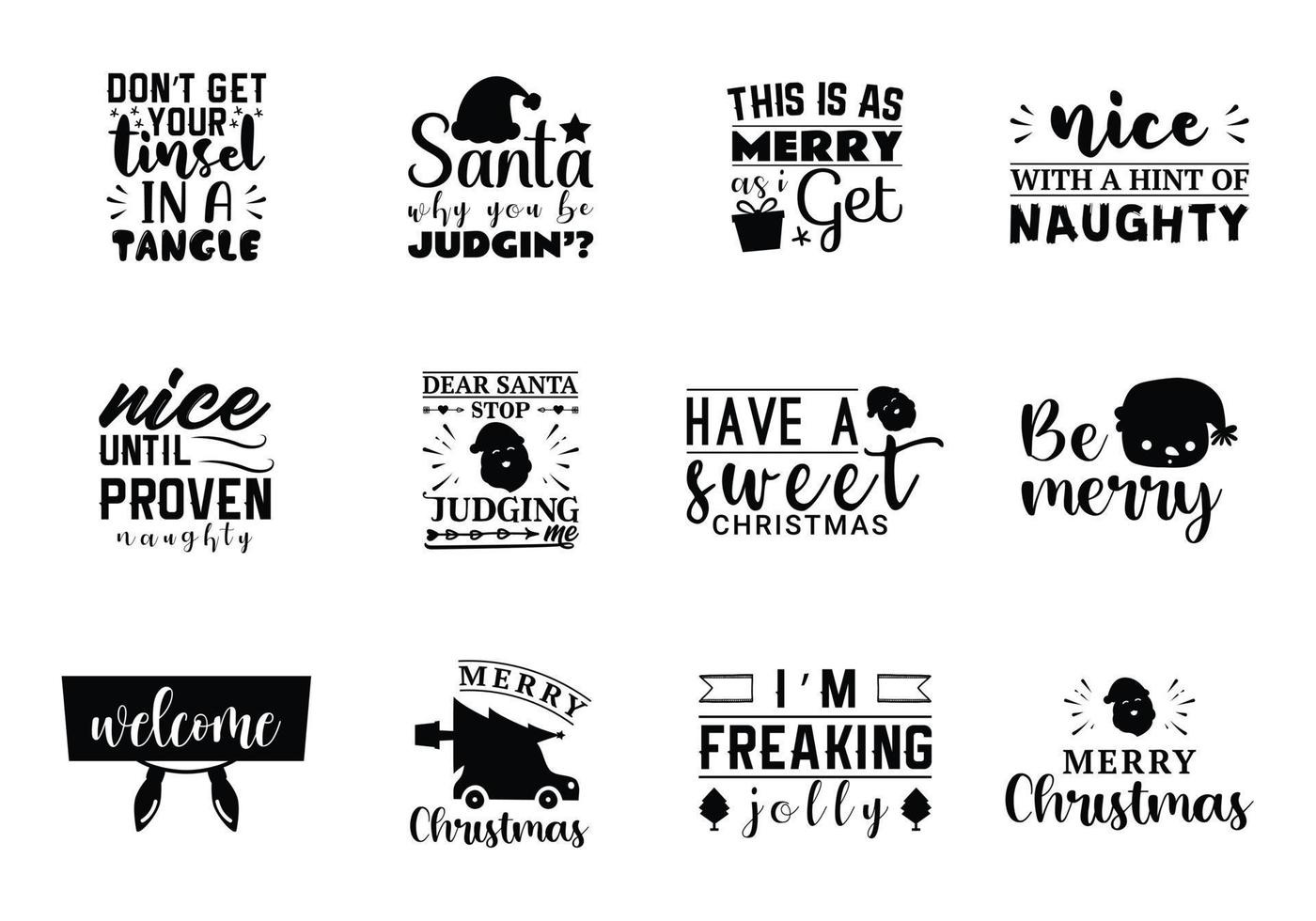 Set of Christmas sticker design vector