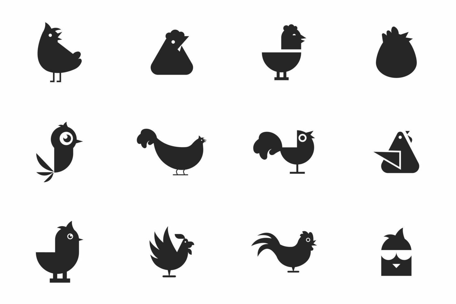 Set of hen vectors icon design