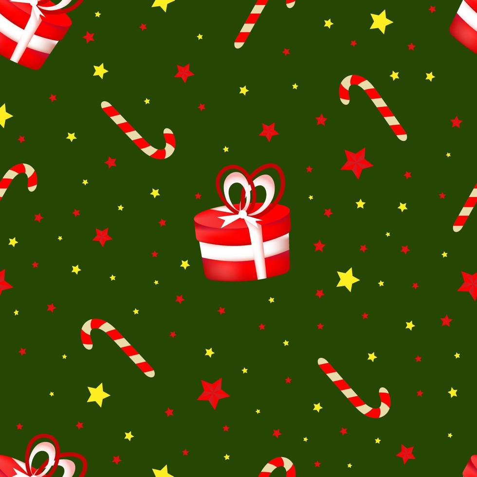 de patrones sin fisuras con regalos de Navidad rojos sobre fondo verde. vector