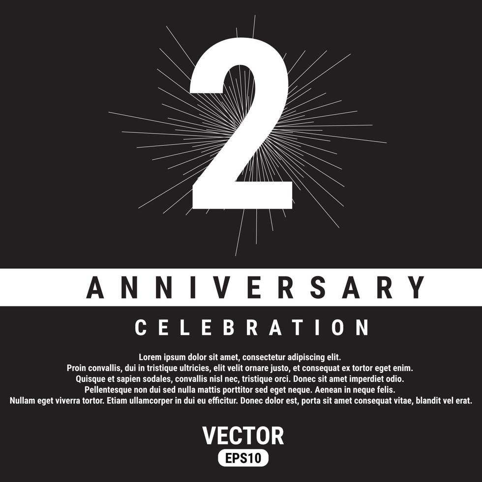 2 Years Anniversary Celebration Template On Black Background. Eps10 Vector illustration.