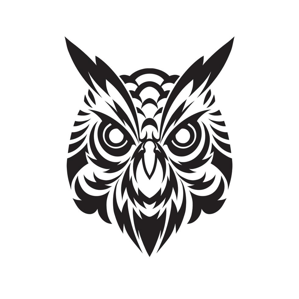 owl illustration head vector set