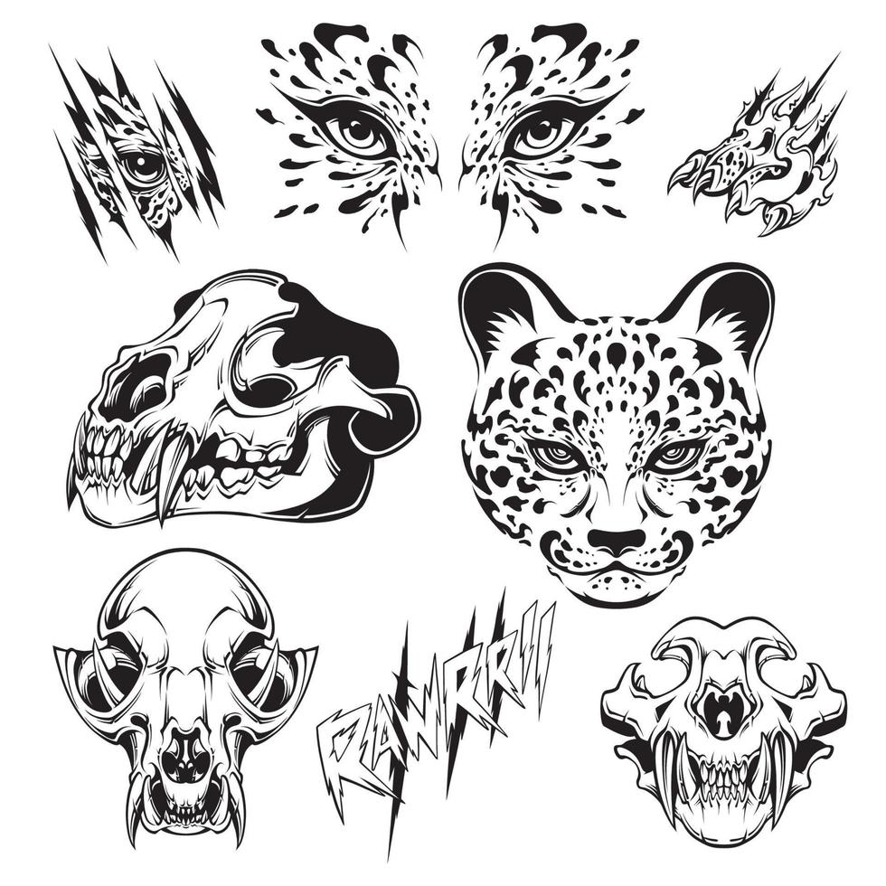 conjunto de vector de cuerpo de ilustración de leopardo