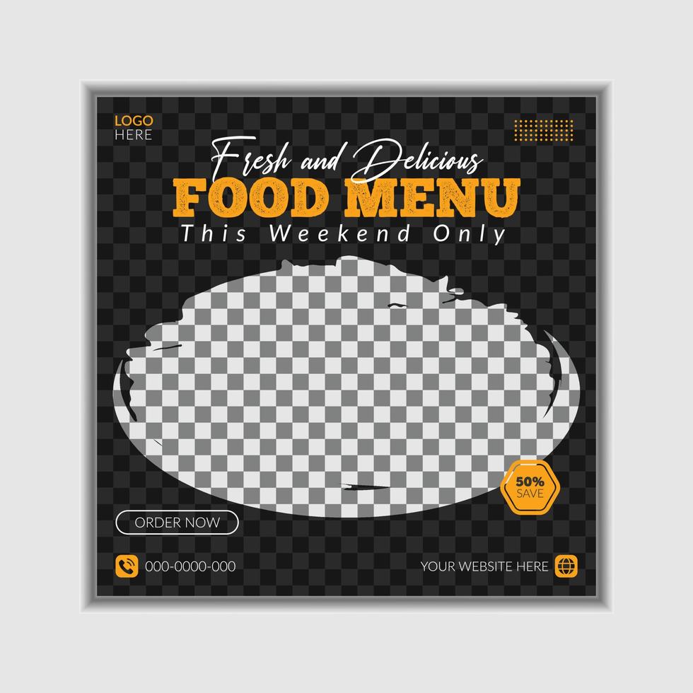 Super delicious food menu social media and instagram post banner template vector